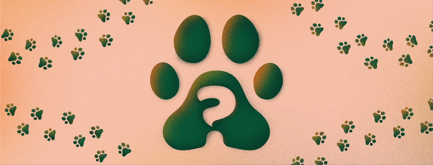 a paw print with a question mark in it
