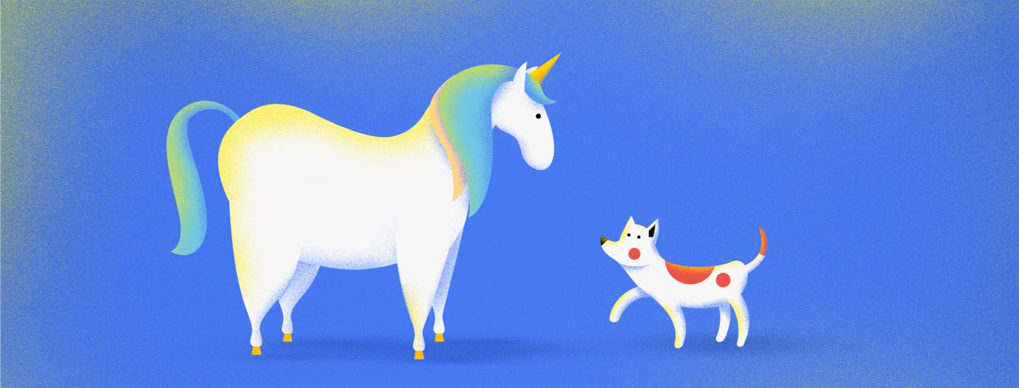 a unicorn and dog